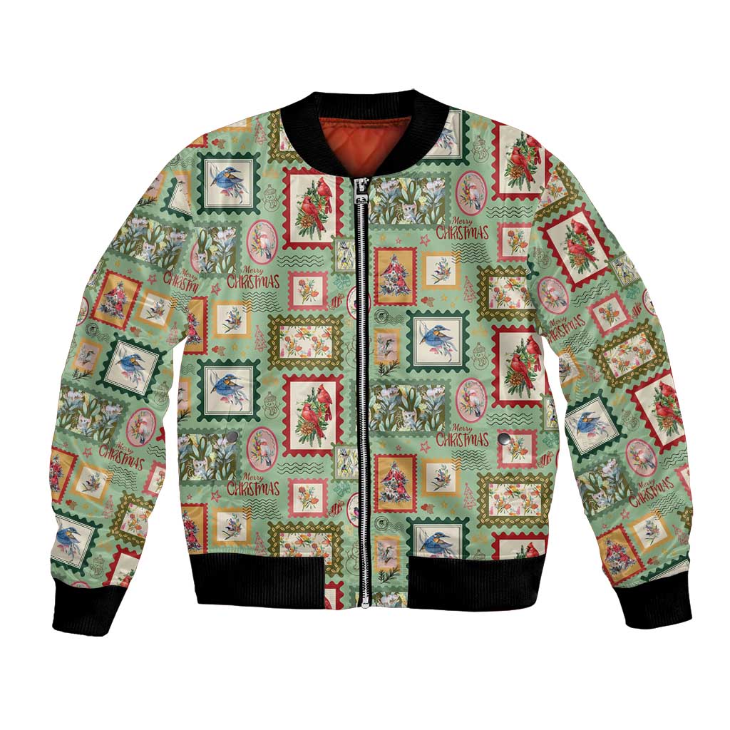 Aussie Birds Christmas La La Land Bomber Jacket Green Vintage Stamp Edition - Aussie Hoodie