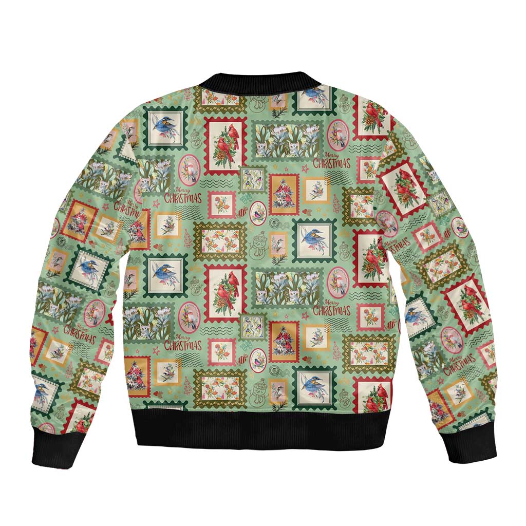 Aussie Birds Christmas La La Land Bomber Jacket Green Vintage Stamp Edition - Aussie Hoodie