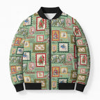 Aussie Birds Christmas La La Land Bomber Puffer Jacket Green Vintage Stamp Edition - Aussie Hoodie