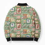 Aussie Birds Christmas La La Land Bomber Puffer Jacket Green Vintage Stamp Edition - Aussie Hoodie