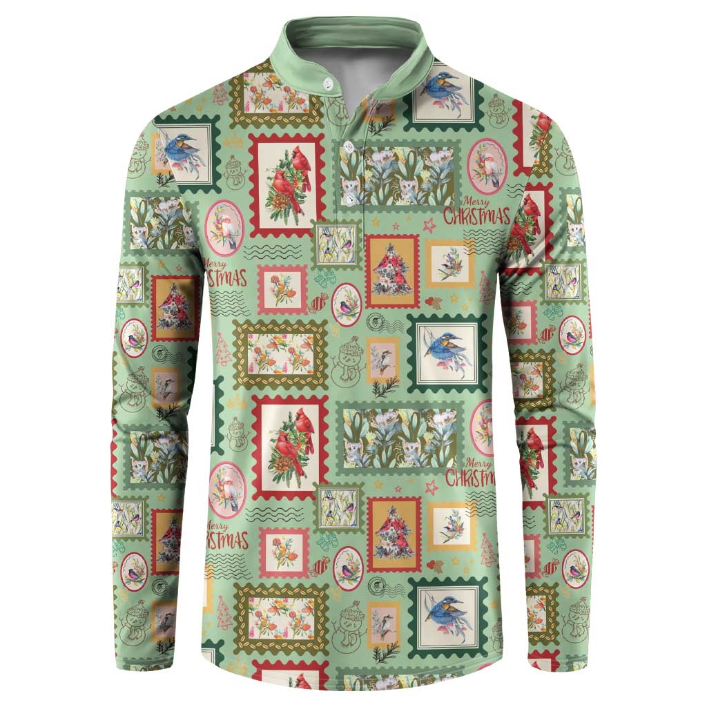 Aussie Birds Christmas La La Land Button Sweatshirt Green Vintage Stamp Edition - Aussie Hoodie