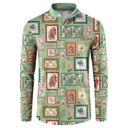 Aussie Birds Christmas La La Land Button Sweatshirt Green Vintage Stamp Edition - Aussie Hoodie