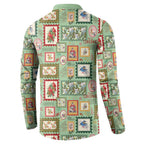 Aussie Birds Christmas La La Land Button Sweatshirt Green Vintage Stamp Edition - Aussie Hoodie