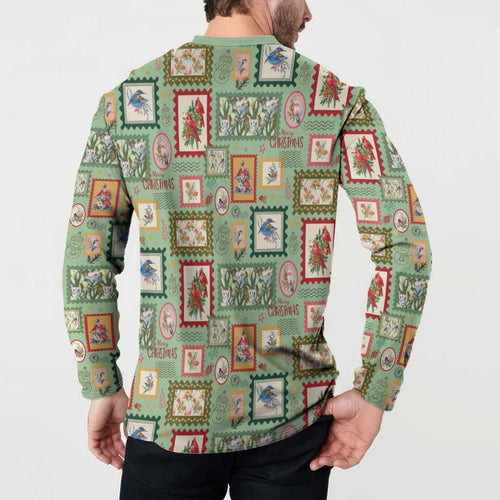 Aussie Birds Christmas La La Land Button Sweatshirt Green Vintage Stamp Edition - Aussie Hoodie