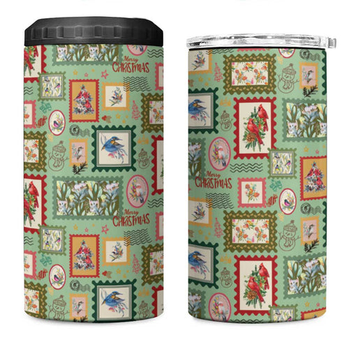 Aussie Birds Christmas La La Land 4 in 1 Can Cooler Tumbler Green Vintage Stamp Edition - Aussie Hoodie