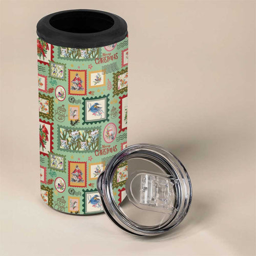Aussie Birds Christmas La La Land 4 in 1 Can Cooler Tumbler Green Vintage Stamp Edition - Aussie Hoodie