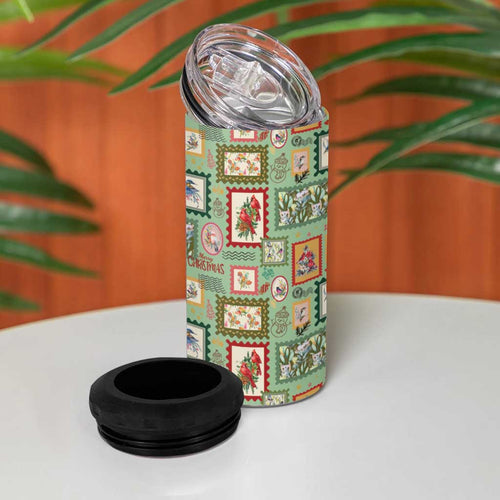 Aussie Birds Christmas La La Land 4 in 1 Can Cooler Tumbler Green Vintage Stamp Edition - Aussie Hoodie