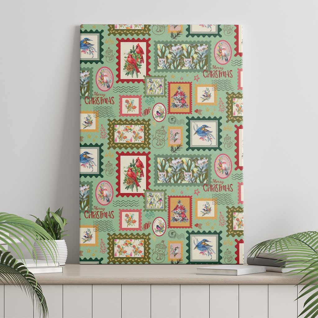Aussie Birds Christmas La La Land Canvas Wall Art Green Vintage Stamp Edition - Aussie Hoodie