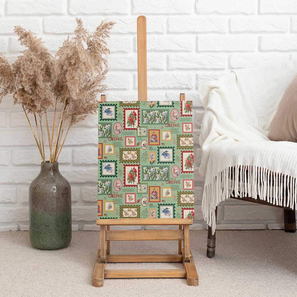 Aussie Birds Christmas La La Land Canvas Wall Art Green Vintage Stamp Edition - Aussie Hoodie