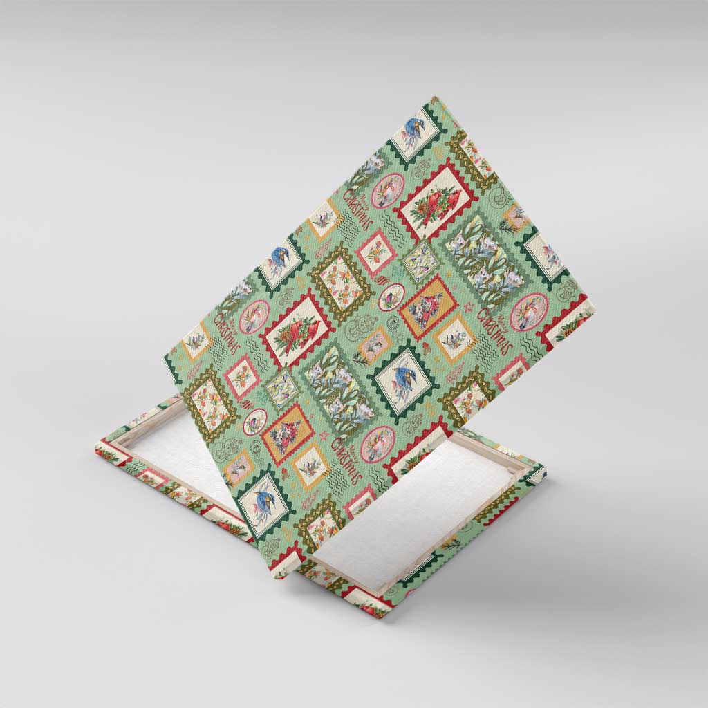 Aussie Birds Christmas La La Land Canvas Wall Art Green Vintage Stamp Edition - Aussie Hoodie