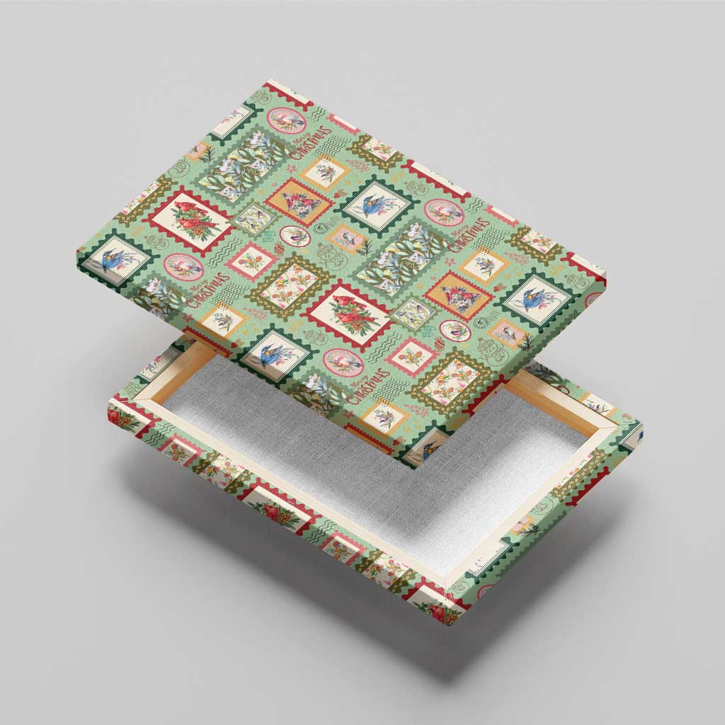 Aussie Birds Christmas La La Land Canvas Wall Art Green Vintage Stamp Edition - Aussie Hoodie