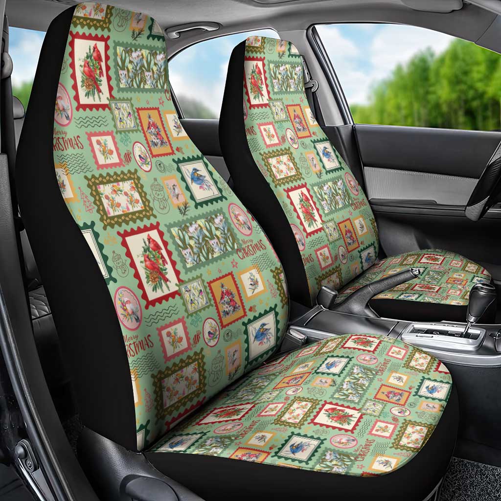Aussie Birds Christmas La La Land Car Seat Cover Green Vintage Stamp Edition - Aussie Hoodie