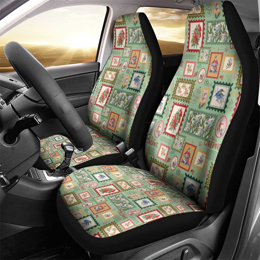 Aussie Birds Christmas La La Land Car Seat Cover Green Vintage Stamp Edition - Aussie Hoodie