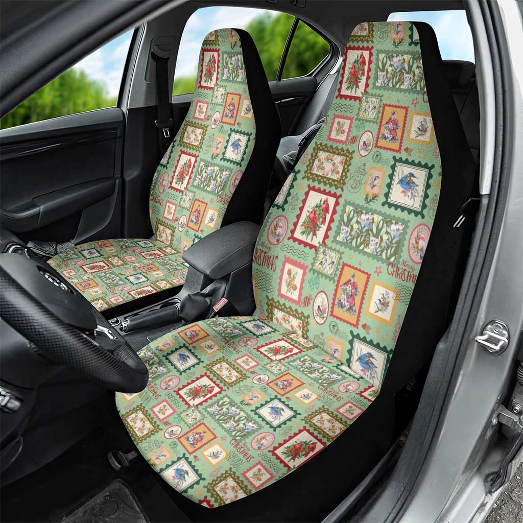 Aussie Birds Christmas La La Land Car Seat Cover Green Vintage Stamp Edition - Aussie Hoodie