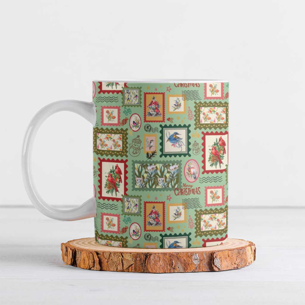 Aussie Birds Christmas La La Land Ceramic Mug Green Vintage Stamp Edition - Aussie Hoodie