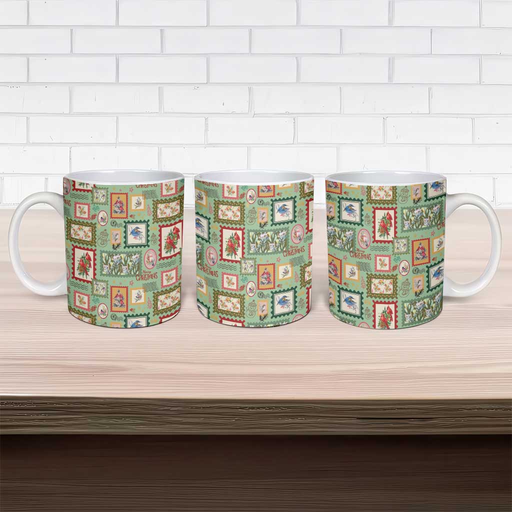 Aussie Birds Christmas La La Land Ceramic Mug Green Vintage Stamp Edition - Aussie Hoodie