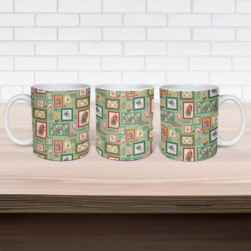 Aussie Birds Christmas La La Land Ceramic Mug Green Vintage Stamp Edition - Aussie Hoodie