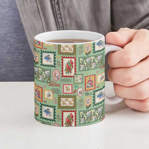 Aussie Birds Christmas La La Land Ceramic Mug Green Vintage Stamp Edition - Aussie Hoodie