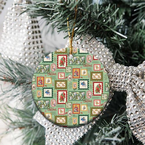Aussie Birds Christmas La La Land Ceramic Ornament Green Vintage Stamp Edition - Aussie Hoodie