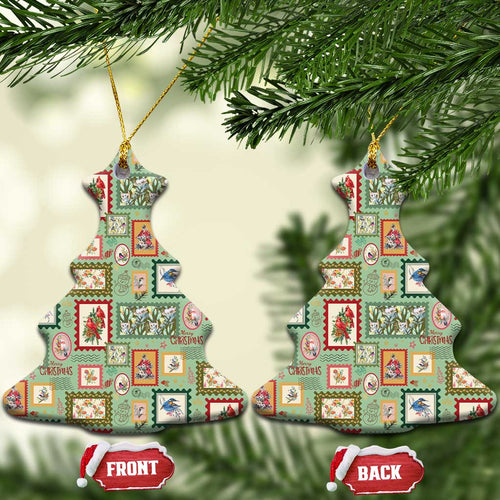 Aussie Birds Christmas La La Land Ceramic Ornament Green Vintage Stamp Edition - Aussie Hoodie