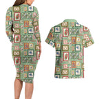 Aussie Birds Christmas La La Land Couples Matching Long Sleeve Bodycon Dress and Hawaiian Shirt Green Vintage Stamp Edition - Aussie Hoodie