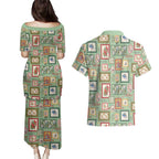 Aussie Birds Christmas La La Land Couples Matching Puletasi and Hawaiian Shirt Green Vintage Stamp Edition - Aussie Hoodie