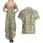 Aussie Birds Christmas La La Land Couples Matching Summer Maxi Dress and Hawaiian Shirt Green Vintage Stamp Edition - Aussie Hoodie