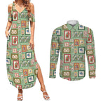 Aussie Birds Christmas La La Land Couples Matching Summer Maxi Dress and Long Sleeve Button Shirt Green Vintage Stamp Edition - Aussie Hoodie