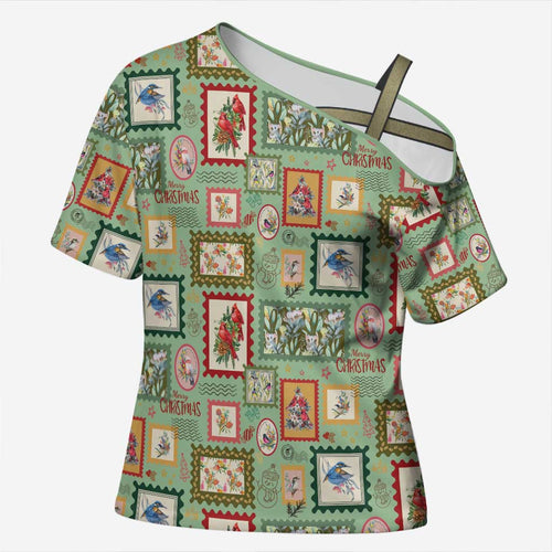 Aussie Birds Christmas La La Land Cross Shoulder Shirt Green Vintage Stamp Edition - Aussie Hoodie
