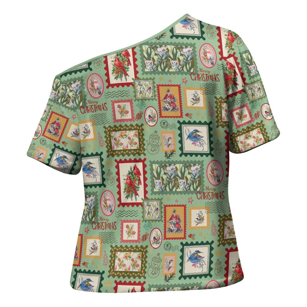 Aussie Birds Christmas La La Land Cross Shoulder Shirt Green Vintage Stamp Edition - Aussie Hoodie