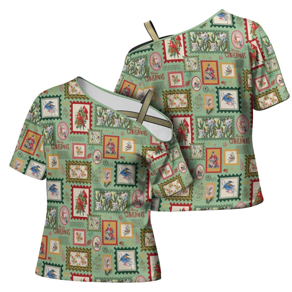 Aussie Birds Christmas La La Land Cross Shoulder Shirt Green Vintage Stamp Edition - Aussie Hoodie