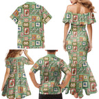Aussie Birds Christmas La La Land Family Matching Mermaid Dress and Hawaiian Shirt Green Vintage Stamp Edition - Aussie Hoodie