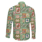 Aussie Birds Christmas La La Land Family Matching Off The Shoulder Long Sleeve Dress and Hawaiian Shirt Green Vintage Stamp Edition - Aussie Hoodie