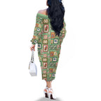 Aussie Birds Christmas La La Land Family Matching Off The Shoulder Long Sleeve Dress and Hawaiian Shirt Green Vintage Stamp Edition - Aussie Hoodie