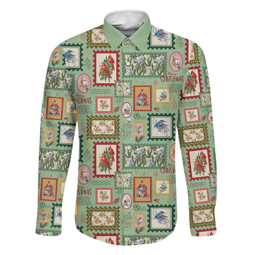 Aussie Birds Christmas La La Land Family Matching Off Shoulder Short Dress and Hawaiian Shirt Green Vintage Stamp Edition - Aussie Hoodie