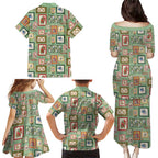 Aussie Birds Christmas La La Land Family Matching Puletasi and Hawaiian Shirt Green Vintage Stamp Edition - Aussie Hoodie