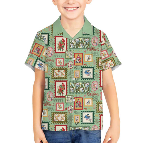 Aussie Birds Christmas La La Land Family Matching Short Sleeve Bodycon Dress and Hawaiian Shirt Green Vintage Stamp Edition - Aussie Hoodie