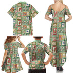 Aussie Birds Christmas La La Land Family Matching Summer Maxi Dress and Hawaiian Shirt Green Vintage Stamp Edition - Aussie Hoodie