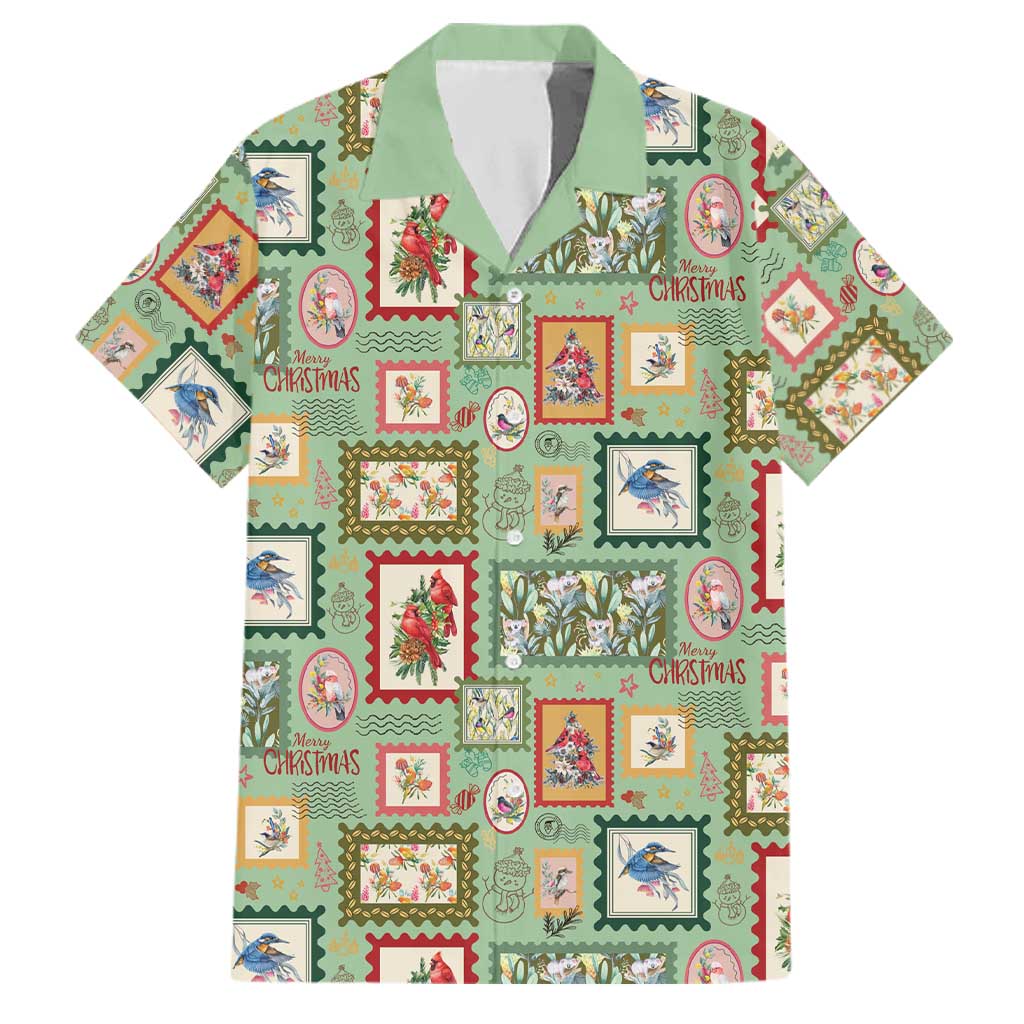 Aussie Birds Christmas La La Land Family Matching Summer Maxi Dress and Hawaiian Shirt Green Vintage Stamp Edition - Aussie Hoodie