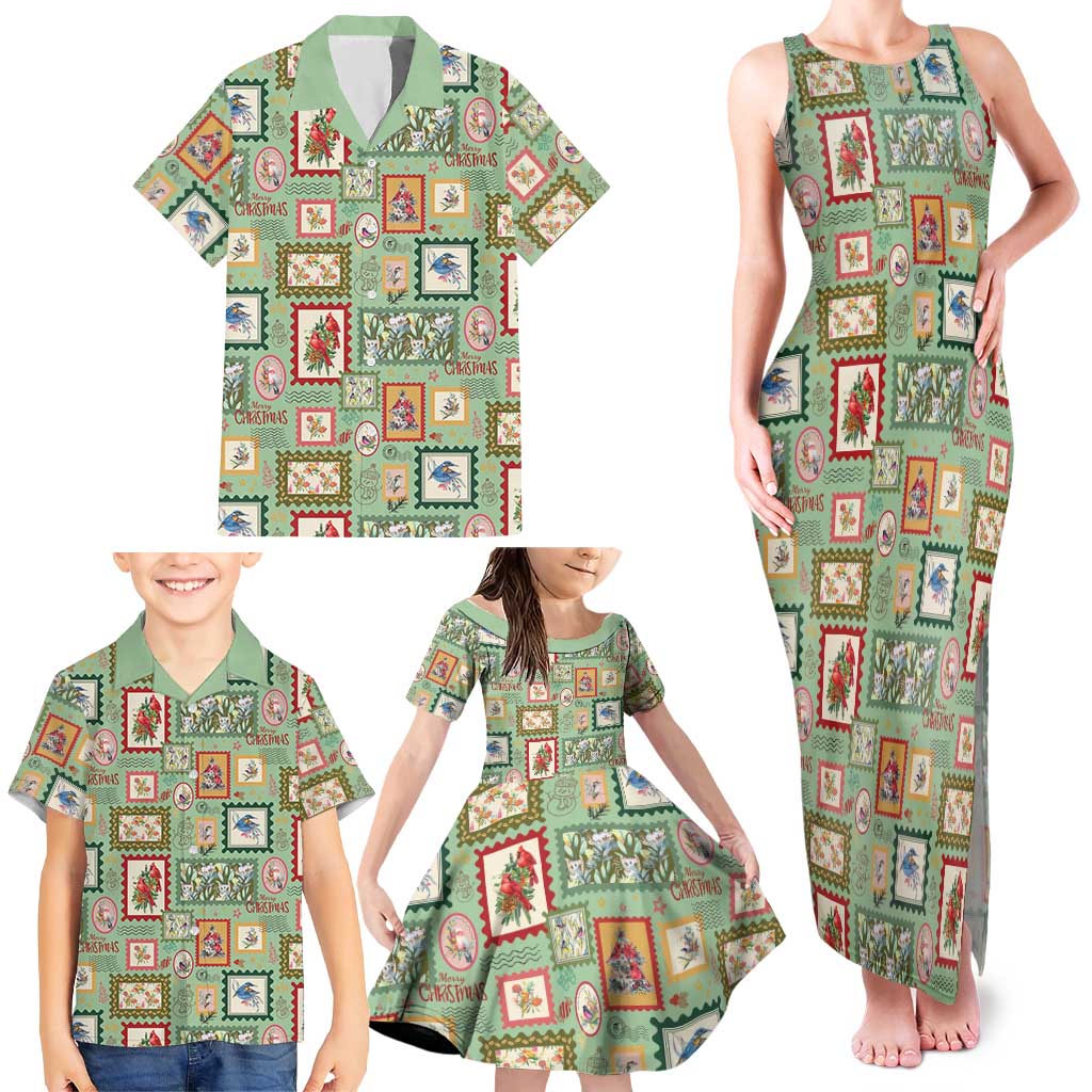 Aussie Birds Christmas La La Land Family Matching Tank Maxi Dress and Hawaiian Shirt Green Vintage Stamp Edition - Aussie Hoodie
