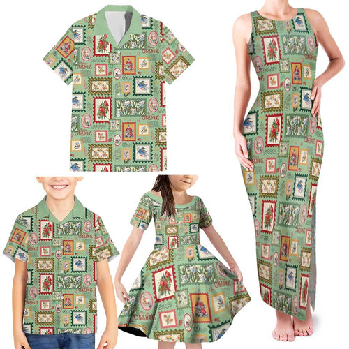 Aussie Birds Christmas La La Land Family Matching Tank Maxi Dress and Hawaiian Shirt Green Vintage Stamp Edition - Aussie Hoodie