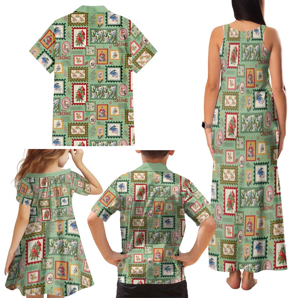 Aussie Birds Christmas La La Land Family Matching Tank Maxi Dress and Hawaiian Shirt Green Vintage Stamp Edition - Aussie Hoodie