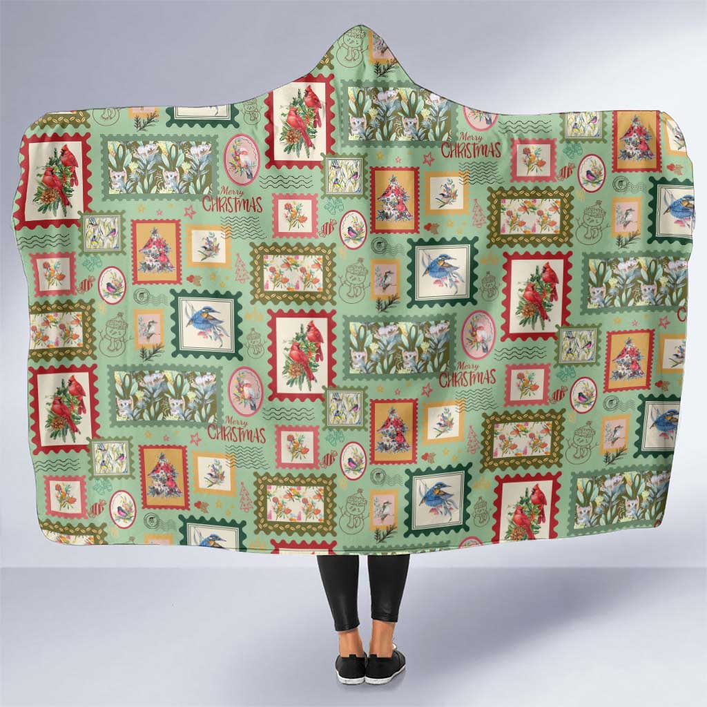 Aussie Birds Christmas La La Land Hooded Blanket Green Vintage Stamp Edition - Aussie Hoodie