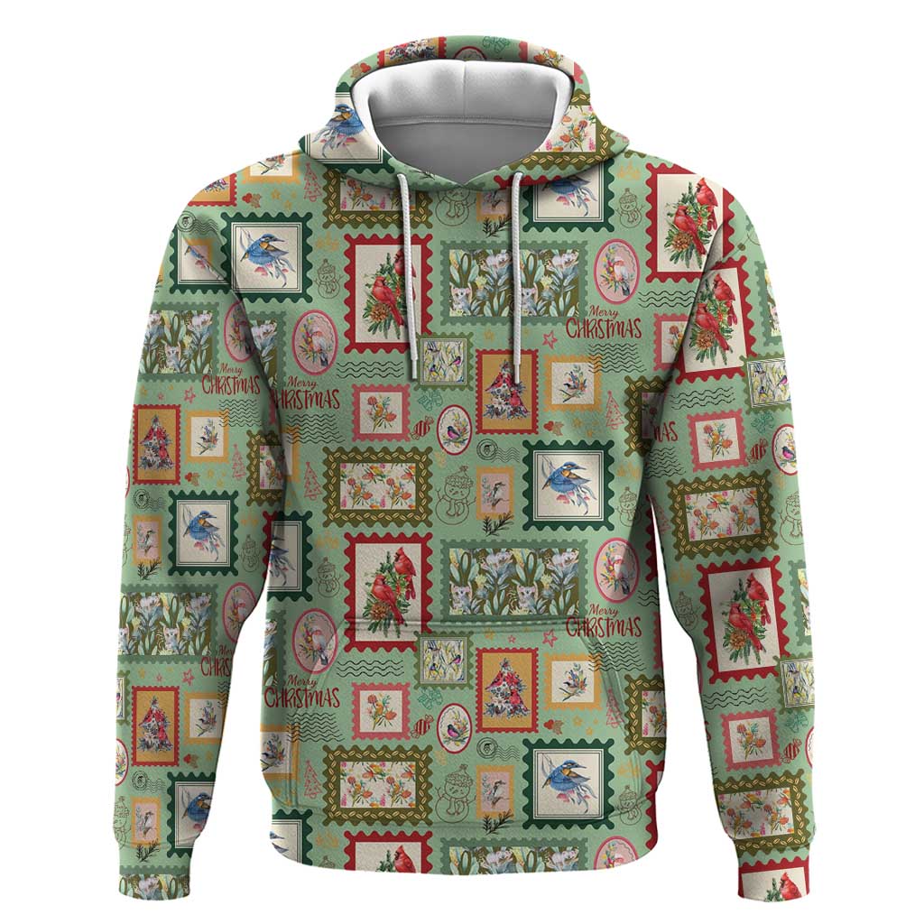 Aussie Birds Christmas La La Land Hoodie Green Vintage Stamp Edition - Aussie Hoodie
