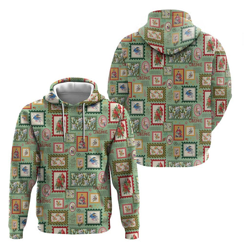 Aussie Birds Christmas La La Land Hoodie Green Vintage Stamp Edition - Aussie Hoodie
