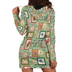 Aussie Birds Christmas La La Land Hoodie Dress Green Vintage Stamp Edition - Aussie Hoodie