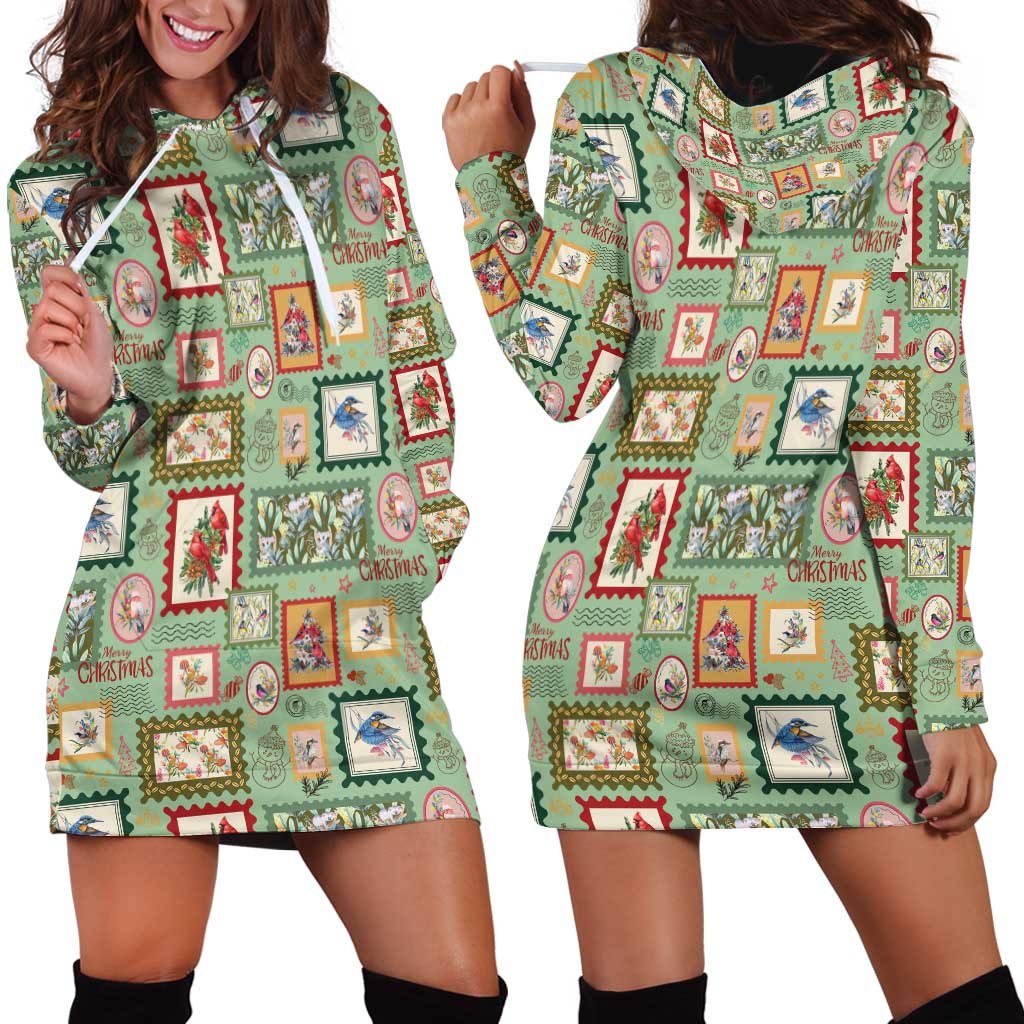Aussie Birds Christmas La La Land Hoodie Dress Green Vintage Stamp Edition - Aussie Hoodie