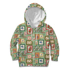 Aussie Birds Christmas La La Land Kid Hoodie Green Vintage Stamp Edition - Aussie Hoodie