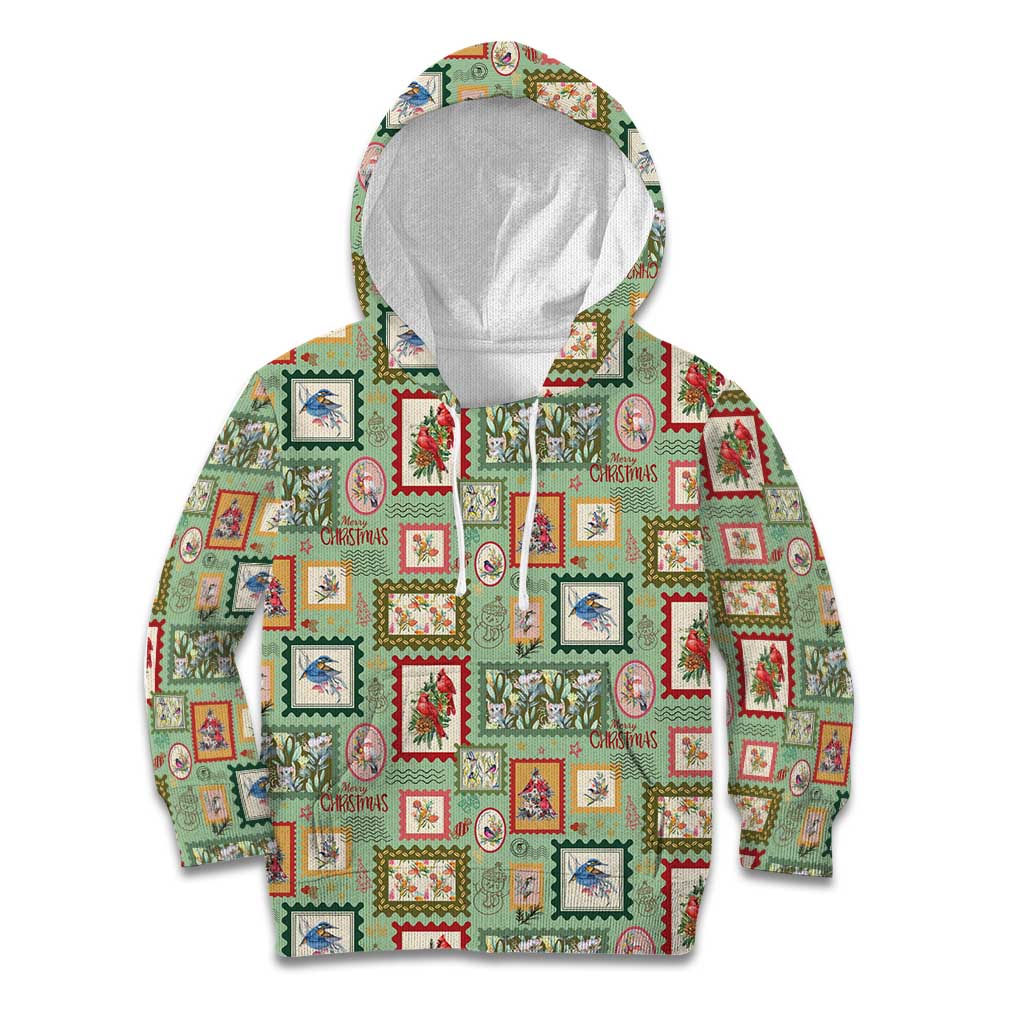 Aussie Birds Christmas La La Land Kid Hoodie Green Vintage Stamp Edition - Aussie Hoodie