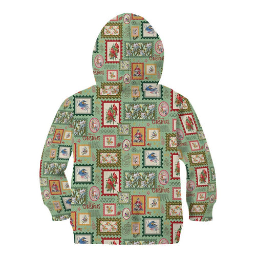 Aussie Birds Christmas La La Land Kid Hoodie Green Vintage Stamp Edition - Aussie Hoodie